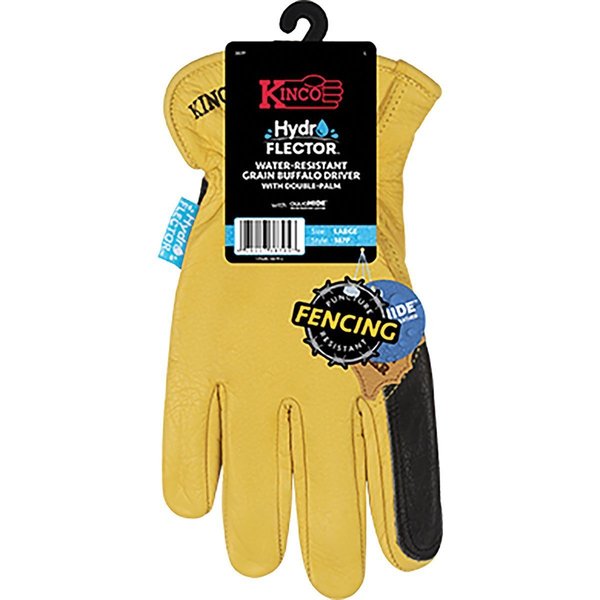 Kinco Kinco HydroFlector Water-Resistant Grain Buffalo Double Palm Driver Gloves 387P-M